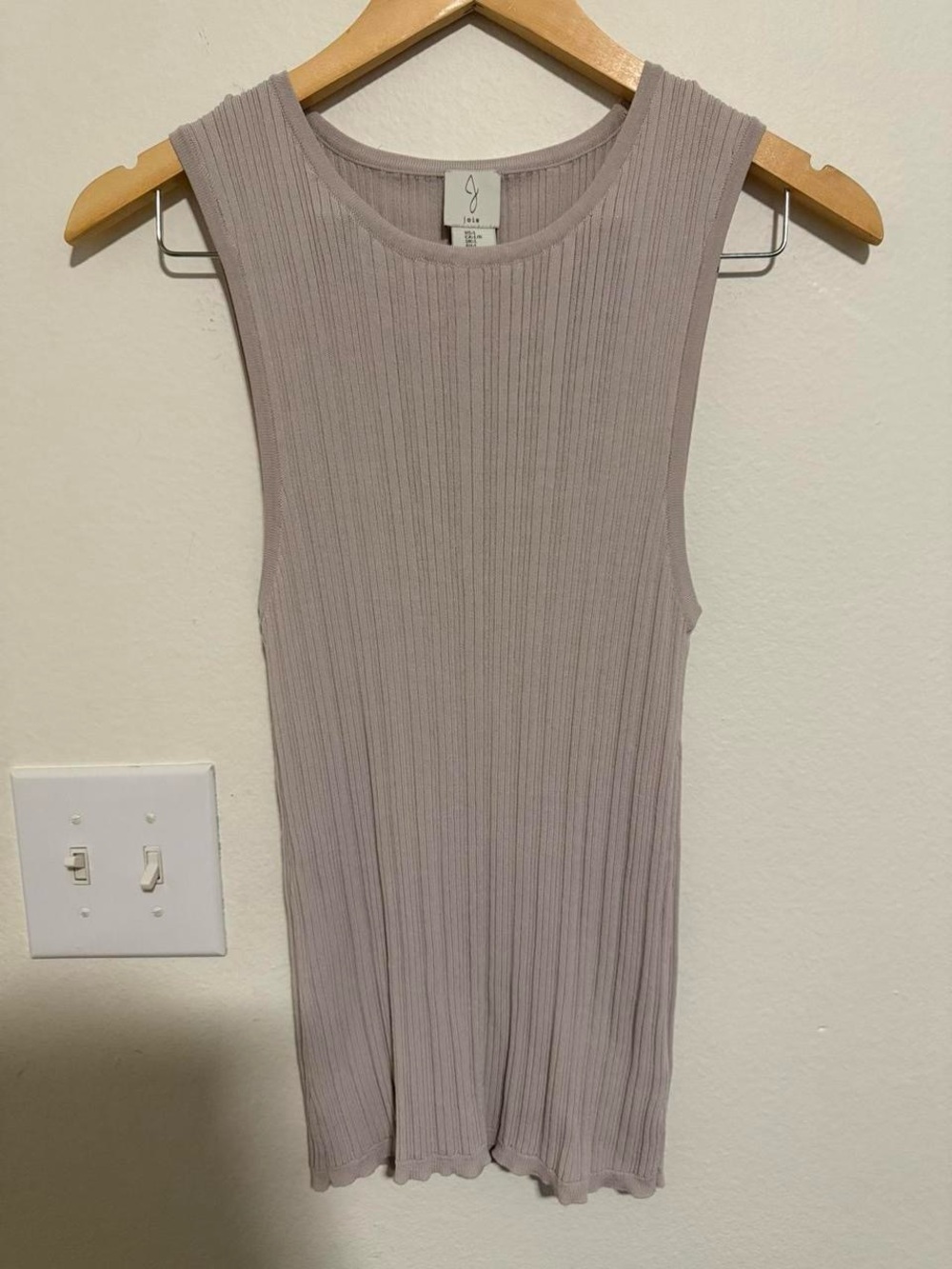 Joie Ribbed Sleeveless Tank Top in Taupe Gray
